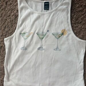 SHEIN White Tank Top with Cocktail Design
